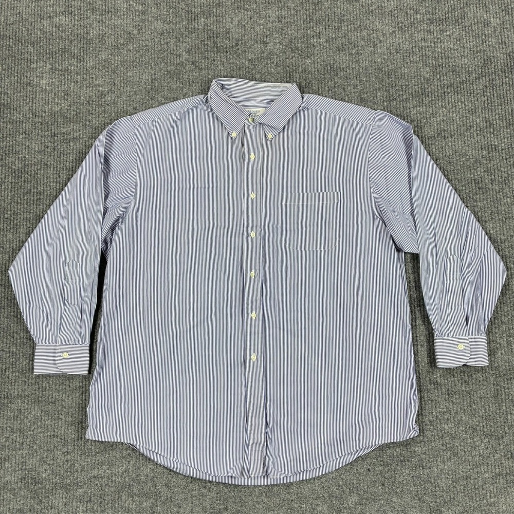 Brooks Brothers 346 Mens 17.5-34 Blue White Stripe Button Down Dress Shirt